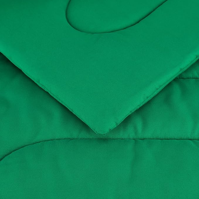 Amazon Basics 5 Piece Soft Microfiber Kid's Bed-in-a-Bag Bedding Set, Twin, Green, Solid