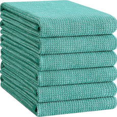 Homaxy Premium Kitchen Towels(18”x 28”, 6 Pack), Large Cotton Kitchen Hand Towels, Flat and Terry Dish Towels, 380 GSM Highly Absorbent Tea Towel Set with Hanging Loop, Green