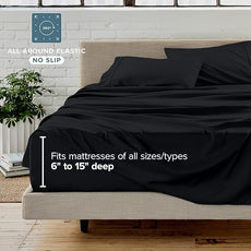 Bare Home Bed-in-A-Bag 5 Piece Comforter & Sheet Set - Twin - Goose Down Alternative - Ultra-Soft 1800 Premium Bed Set (Twin, Black/Black)