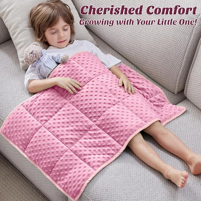 anfie Weighted Blanket Kids(30"x40" 2lbs) Weighted Blanket Cooling Blanket for Sleeping,Throw Size Breathable Blanket with Premium Glass Bead(Pink)