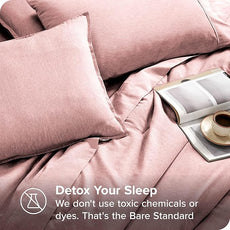 Bare Home Bed-in-A-Bag 7 Piece Comforter & Sheet Set - King - Goose Down Alternative - Ultra-Soft 1800 Premium - Bed Set - Cationic (King, Heathered Rosewood)