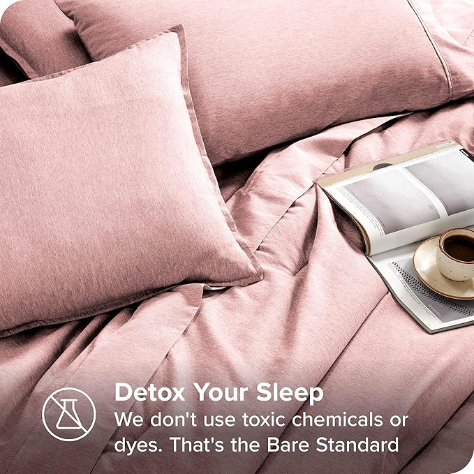 Bare Home Bed-in-A-Bag 7 Piece Comforter & Sheet Set - King - Goose Down Alternative - Ultra-Soft 1800 Premium - Bed Set - Cationic (King, Heathered Rosewood)