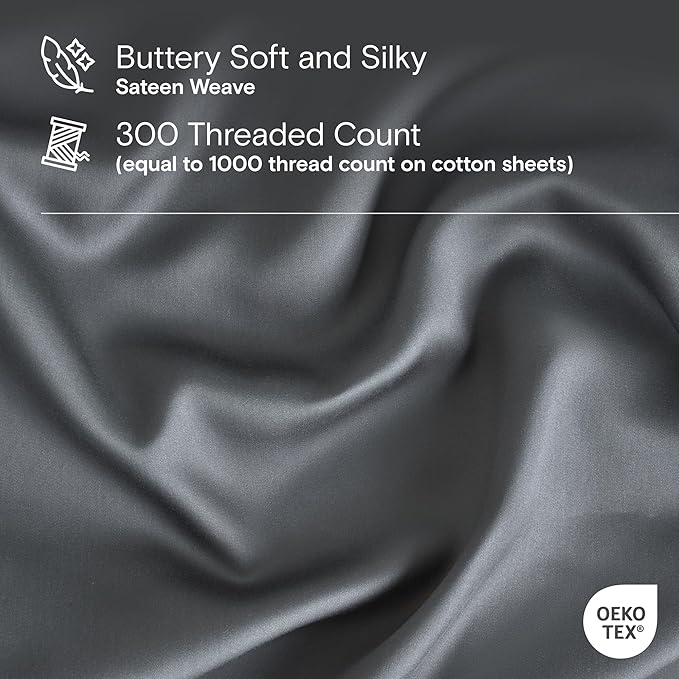 DOZ Duvet Cover Set, 100% Viscose derived from Bamboo, Organically Grown, Buttery Soft, Cooling Duvet Covers, High GSM, 1 Duvet Cover and 2 Pillowcases, 106"x90" (Storm, King/Cal King)