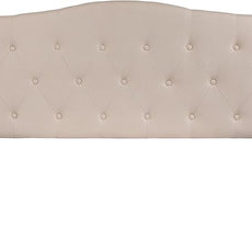 EMMA + OLIVER Tufted Upholstered Full Size Headboard in Beige Fabric
