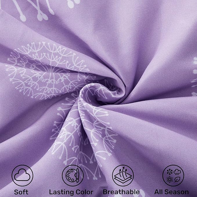 ARTALL Bed in A Bag Full/Queen Size 8 Pieces, Purple Butterfly All Season Bedding Comforter Bed Set with Pillow Shams, Flat Sheet, Fitted Sheet, Bed Skirt, Pillowcases