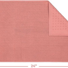 Cotton Paradise 100% Cotton Non Slip Bath Mats for Bathroom, 17x24 inch Soft Absorbent Quick Dry Machine Washable Floor Bath Mat, Coral