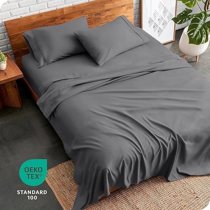 Bare Home Twin Sheet Set - 1800 Ultra-Soft Microfiber Twin Bed Sheets - Double Brushed - Deep Pockets - Easy Fit - Extra Soft - 3 Piece Set - Bedding Sheets & Pillowcases (Twin, Grey)