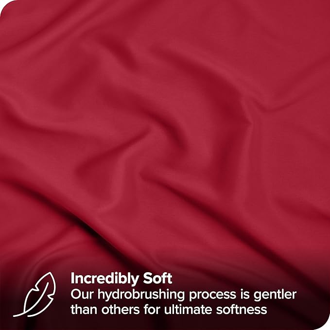 Bare Home Bed-in-A-Bag 7 Piece Comforter & Sheet Set - Full - Goose Down Alternative - Ultra-Soft 1800 Premium - Bedding Set (Full, Red/Red)