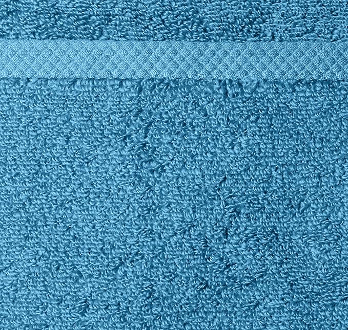 Amazon basics Lightweight quick-dry hand towels - 100% cotton, 8-pack, 28 x 16 inches, lake blue