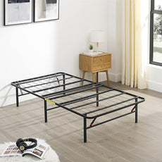 Amazon Basics Bed Frame with Storage, Foldable Metal Platform, Sturdy Steel, No Box Spring Needed, 14-inch High, Tool-Free Setup, Twin Size, Black