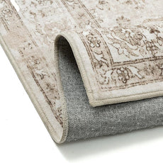 Taupe Area Rug 4x5 Washable Vintage Carpet for Office Kitchen Non Slip Retro Distressed Door Mat Low Pile Soft Oriental Medallion Thin Small Throw Rug Entryway Bedroom Bathroom Dining Room