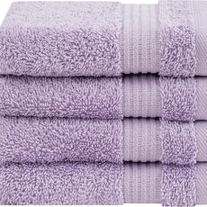 Cotton Paradise 100% Cotton Turkish Washcloth Set for Bathroom, 4 Piece Soft Absorbent Small Hand Face Towels Wash Rags, Lilac