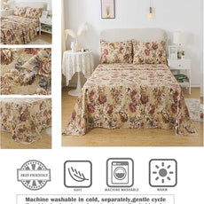 FADFAY Sheets Set Twin XL Tan Peony Floral Bedding Shabby Brown Flower Bed Sheet Set Vintage Farmhouse Bedding 100% Percale Cotton Breathable Set with Deep Pocket Fitted Sheet 4Pcs, Twin XL Size