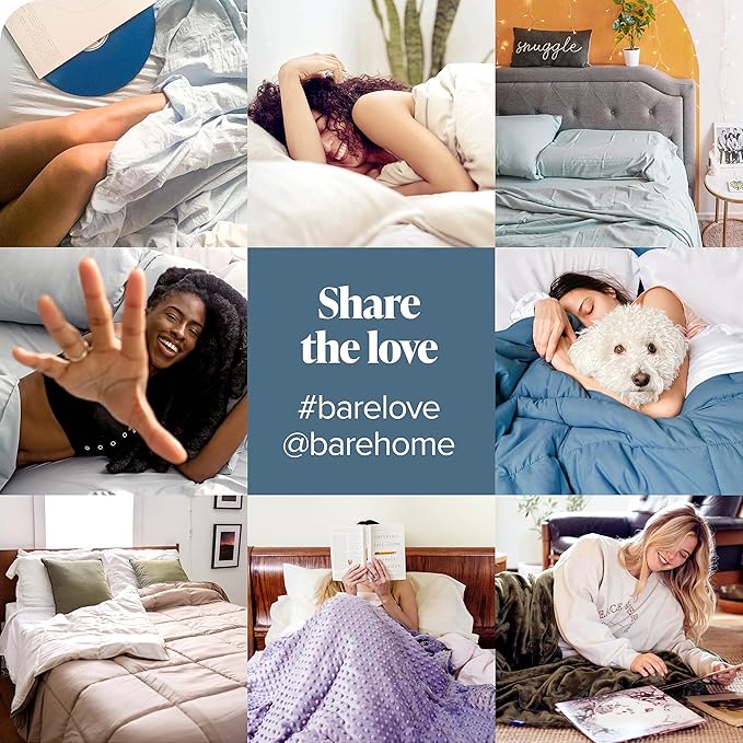 Bare Home Bed-in-A-Bag 7 Piece Comforter & Sheet Set - Queen - Goose Down Alternative - Ultra-Soft 1800 Premium - Bedding Set (Queen, Light Grey/Light Grey)
