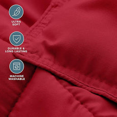 Bare Home Comforter Set - Full Size - Ultra-Soft - Goose Down Alternative - Premium 1800 Series - All Season Warmth (Full, Red)