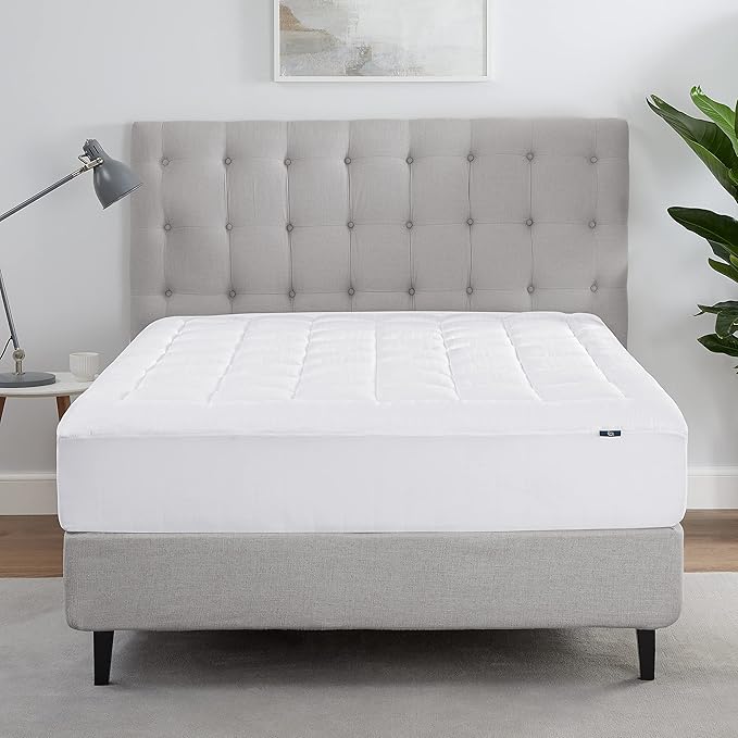 Serta ComfortSure Twin Mattress Cover, Fitted Pillow Top Mattress Pad, Super Soft and Breathable Quilted Cotton Protector with 18" Elastic Deep Pockets for Secure Fit, White