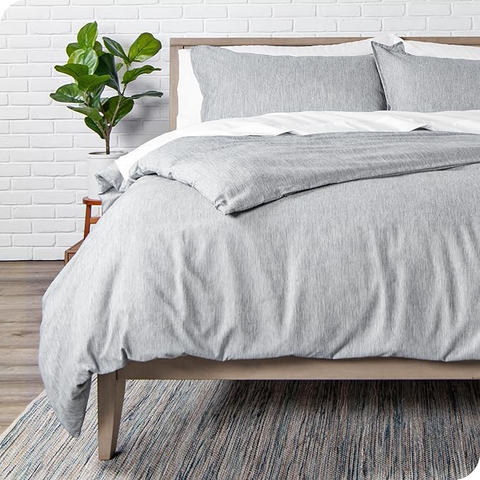 Bare Home Bedding Duvet Cover Full Size - Premium 1800 Super Soft Collection - Lightweight, Duvet Cover - Soft Textured Bedding (Full, Heathered Pewter)