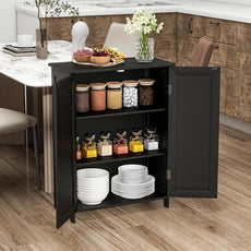 Bathroom Storage Floor Cabinet Freestanding Organizer with Adjustable Shelves for Bathroom Laundry Room,2 Doors