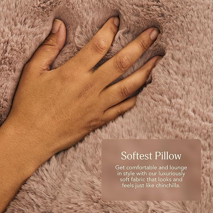 UnHide Squish Lumbar Pillow - Faux Fur Pillow - Extra Soft Throw Pillow - Rectangular Shaped, Polyester Fill - Machine Washable - Perfect for Living Room Or Bedroom - 10” x 18” - Beige Bear