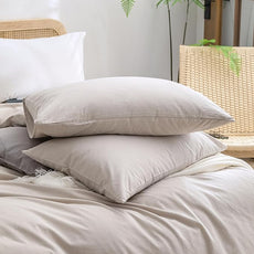 BESTOUCH Duvet Cover Set 100% Washed Cotton Linen Feel Super Soft Comfortable Chic Lightweight 3 PCs Home Bedding Set Solid Linen Grey Super Queen