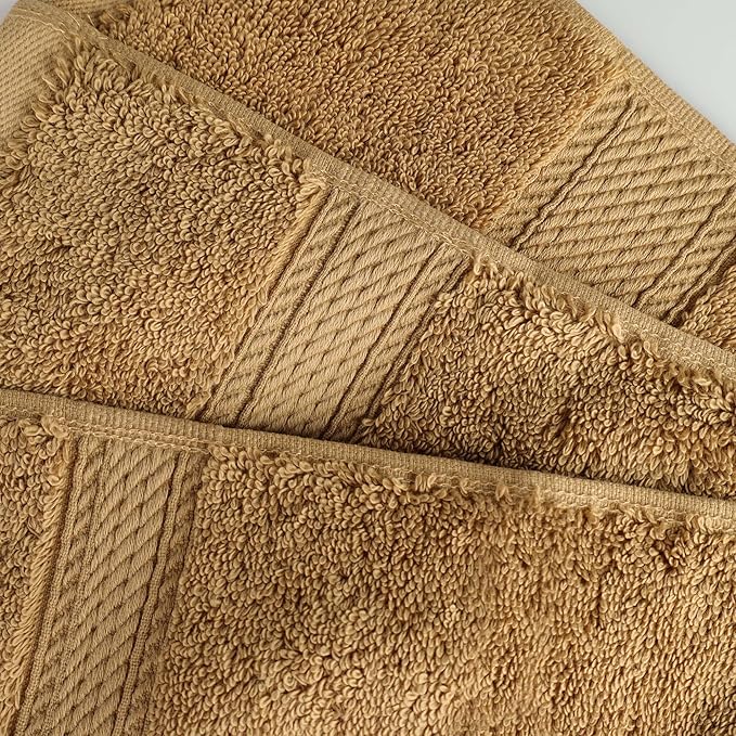 Superior Egyptian Cotton Pile Bath Towel Set of 4, Ultra Soft Luxury Towels, Thick Plush Essentials, Absorbent Heavyweight, Guest Bath, Hotel, Spa, Home Bathroom, Shower Basics, Toast