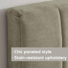 Hearth & Harbor Upholstered Full Headboard - Easy Assemble Channel Stitched Headboard Full Size - Wall Mounted Headboards with 3D Soundproof Wall Panels Peel & Stick Floating Headboards, Olive Green