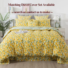 FADFAY Sunflower Sheets Set Queen Vintage Yellow Floral Bedding Rustic Botanical Sheets Shabby Floral Farmhouse Bedding 100% Percale Premium Cotton Soft Deep Pocket Fitted Sheet 4Pcs, Queen Size