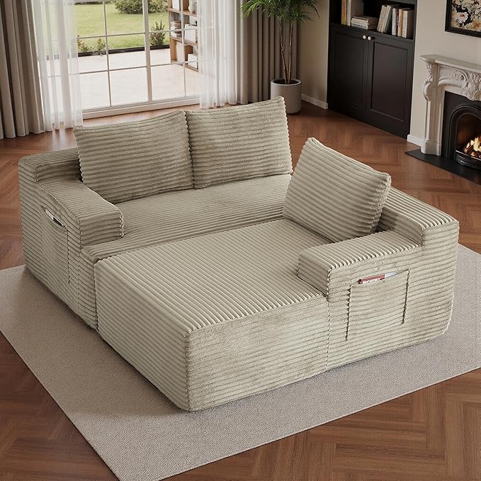 96''Sectional Couches for Living Room Modern Modular Sectional Sofa Upholstered Boneless Couch Comfy Cloud Couch with Chaise (Camel, 96''W Right Facing Chaise)