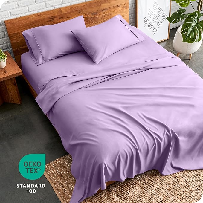 Bare Home California King Sheet Set - 1800 Ultra-Soft Microfiber Cal King Bed Sheets - Double Brushed - Deep Pockets - Easy Fit - 4 Piece Set - Bed Sheets (California King, Lavender)
