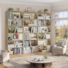 FOTOSOK 6-Tier Open Bookcase and Bookshelf, Freestanding Display Storage Shelves Tall Bookshelf Bookcase for Bedroom, Living Room and Office, Light Oak