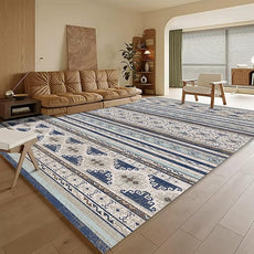 RUGSURE Washable Area Rugs 5' x 7' - 1/6 Thick - Moroccan-Inspired -Stain & Water Resistant Non-Slip - Resistant Rug for Living Room, Bedroom, Nursery, Pet & Child Friendly (Blue and Brown)
