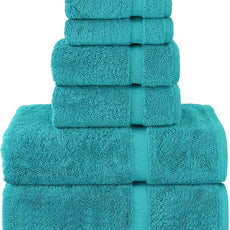 Chakir Turkish Linens Luxury Spa and Hotel Quality Premium Turkish Cotton 6-Piece Towel Set (2 x Bath Towels, 2 x Hand Towels, 2 x Washcloths)