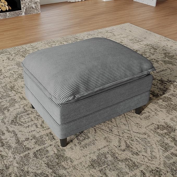 Ottoman for Modular Sectional Sofa, Ottoman Seat for Convertible Sectional, Single Sofa Couch for Living Room, Bedroom, Apartment, Corduroy, Gray