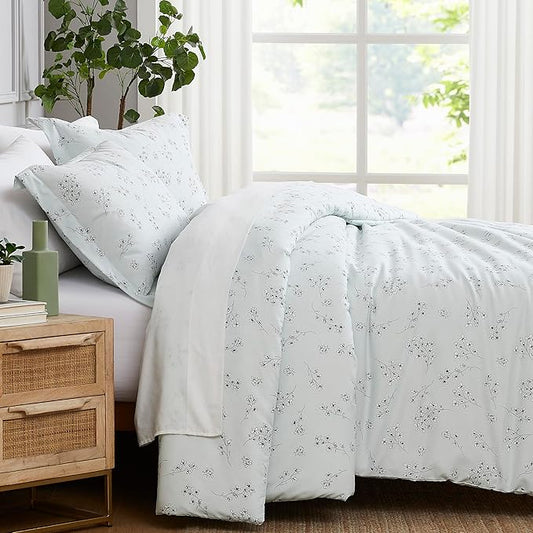 Southshore Fine Living, Inc. Floral Duvet Cover Set - Premium Quality Microfiber Twin/Twin XL Bedding, Easy Care - 1 Duvet Cover, 1 Sham - Sweet Florals Blue