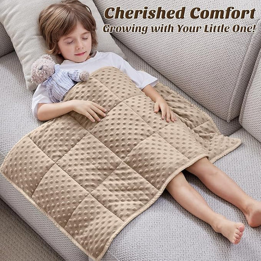 anfie Weighted Blanket Kids(30"x40" 2lbs) Weighted Blanket Cooling Blanket for Sleeping,Throw Size Breathable Blanket with Premium Glass Bead(Khakil)