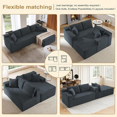 105''Sectional Cloud Couch with L Shaped Chaise,Modern Modular Sectional Sofa,Comfy Sectional Couches for Living Room,Bedroom,Apartment(Dark Grey, 105''W Right Facing Chaise)