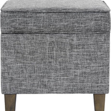 HomePop Home Decor | K7342-F2182 | Classic Square Storage Ottoman with Lift Off Lid | Ottoman with Storage for Living Room & Bedroom, Slate Grey Large