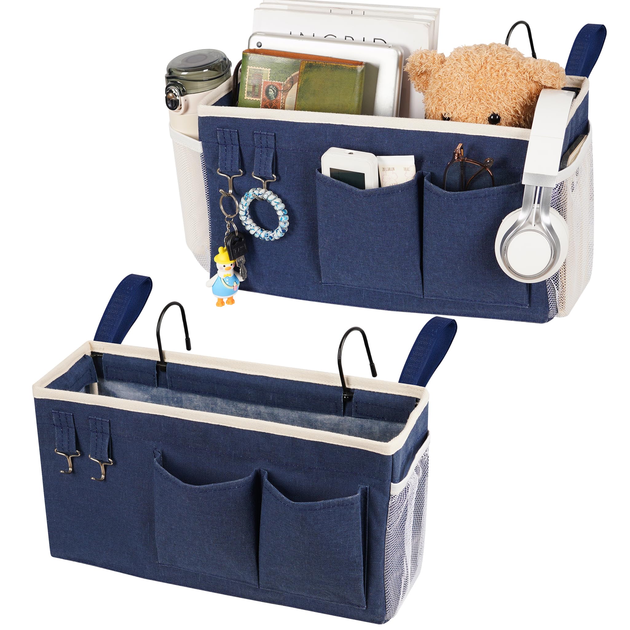 Loghot Bedside Caddy/Bedside Storage Bag Hanging Organizer for Bunk and Hospital Beds,Dorm Rooms Bed Rails,Can be Placed Glasses,Books,Mobile Phones,Keys (Light Pink) Dormly