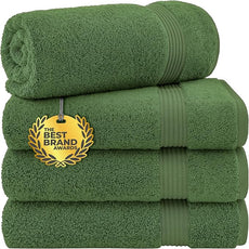 Cotton Paradise 4 Piece Turkish Bath Towels for Bathroom, Extra Large Soft Plush Towels Bathroom Set, Sage Green