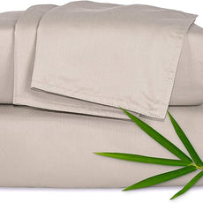 Pure Bamboo Full Sheets, Genuine 100% Organic Viscose Derived from Bamboo Bed Sheet Set, Luxuriously Soft & Cooling, Double Stitching, 2 Year Quality Promise (Full, Sand)