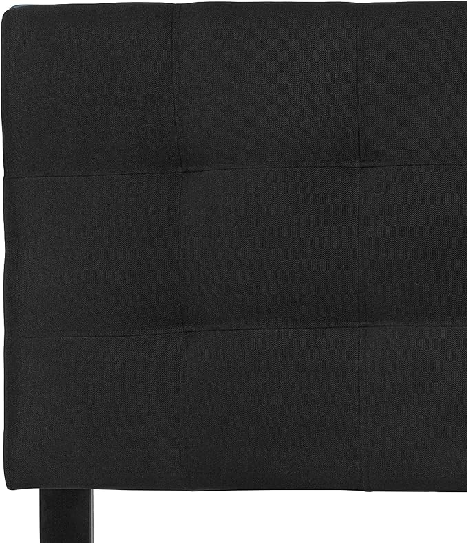 EMMA + OLIVER Quilted Tufted Upholstered Full Size Headboard in Black Fabric