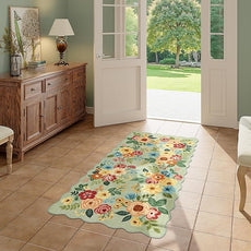 DUKINO 2x4 Washable Runner Rugs, Non Slip Floral Print Entryway Rug with Soft Low Pile, Lightweight Mat for Living Room, Bathroom, Bedroom, Kitchen, Green