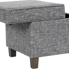 HomePop Home Decor | K7342-F2182 | Classic Square Storage Ottoman with Lift Off Lid | Ottoman with Storage for Living Room & Bedroom, Slate Grey Large