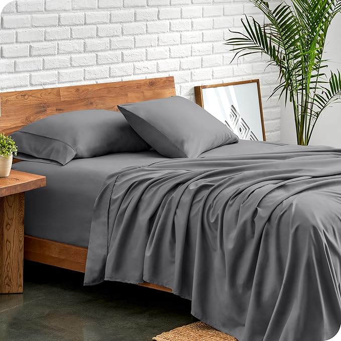 Bare Home Twin XL Sheet Set - College Dorm Size - Luxury 1800 Ultra-Soft Microfiber Twin Extra Long Bed Sheets - Deep Pockets - Easy Fit - Extra Soft - 3 Piece Set - (Twin XL, Grey) BareHome