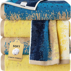 SEMAXE 4-Pack Luxury Bath Towels for Bathroom, 100% Cotton, Soft, Absorbent, and Quick-Drying, 55