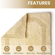 voyzz home Set of 2 Reversible Bath Rug 20x32 inch -17x24 inch | 100% Cotton Hand Tufted Soft & Absorbent Bath Mat|Washable Quick Dry Shaggy Shower Mat | Non-Slip Mordern Bathroom Decor | Yellow…