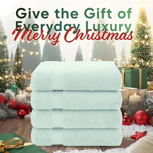 American Veteran Towel, 100% Cotton Turkish Bath Towels for Bathroom 4 Pack, 27x54 Extra Large Premium Soft Drying Bathroom Towels, Mint