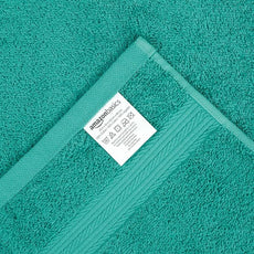 Amazon Basics 6 Piece hand towels for bathroom, Fade Resistant 100% Cotton Hand Towels, soft absorbent bathroom hand towels 6 - Pack (26''x16''), Teal