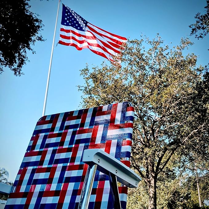 Lawn Chair USA Folding Aluminum Outdoor Patio Lawn Chair | Heavy-Duty Webbed Chairs for Camping, Sports, Beach, Yard & Tailgating | Lightweight Portable | Magnum - American Flag