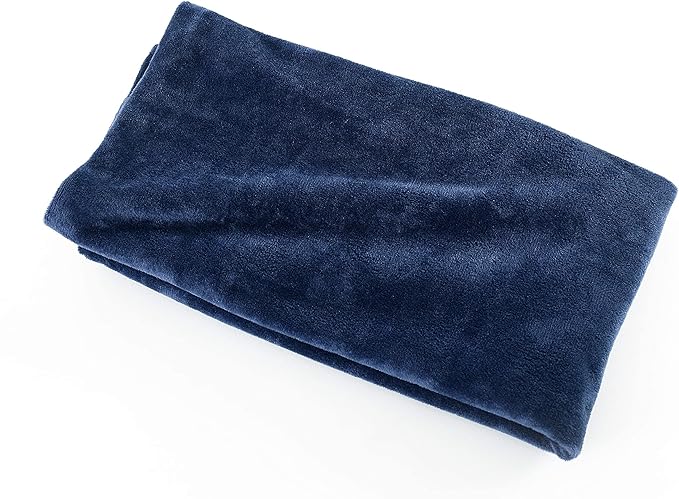 EVOLIVE Soft Micromink, Faux Fur, Faux Velvet Euro Sham Cover Pillowcase Replacement with Zipper Closure (26"x26" Euro Sham, Navy)